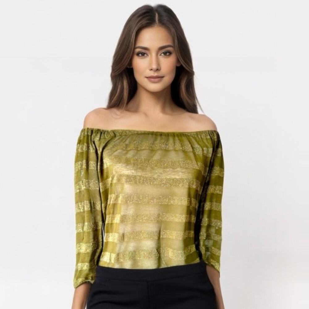 Michael Stars Metallic Stripe Long Sleeve Top NWT